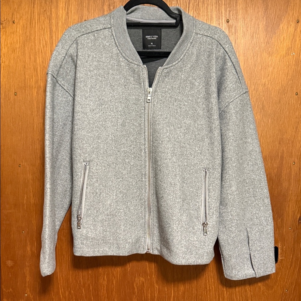 Vera Wang Light Gray felt Zip-Up Jacket